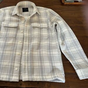 Hollister twill plaid jacket- grey and white